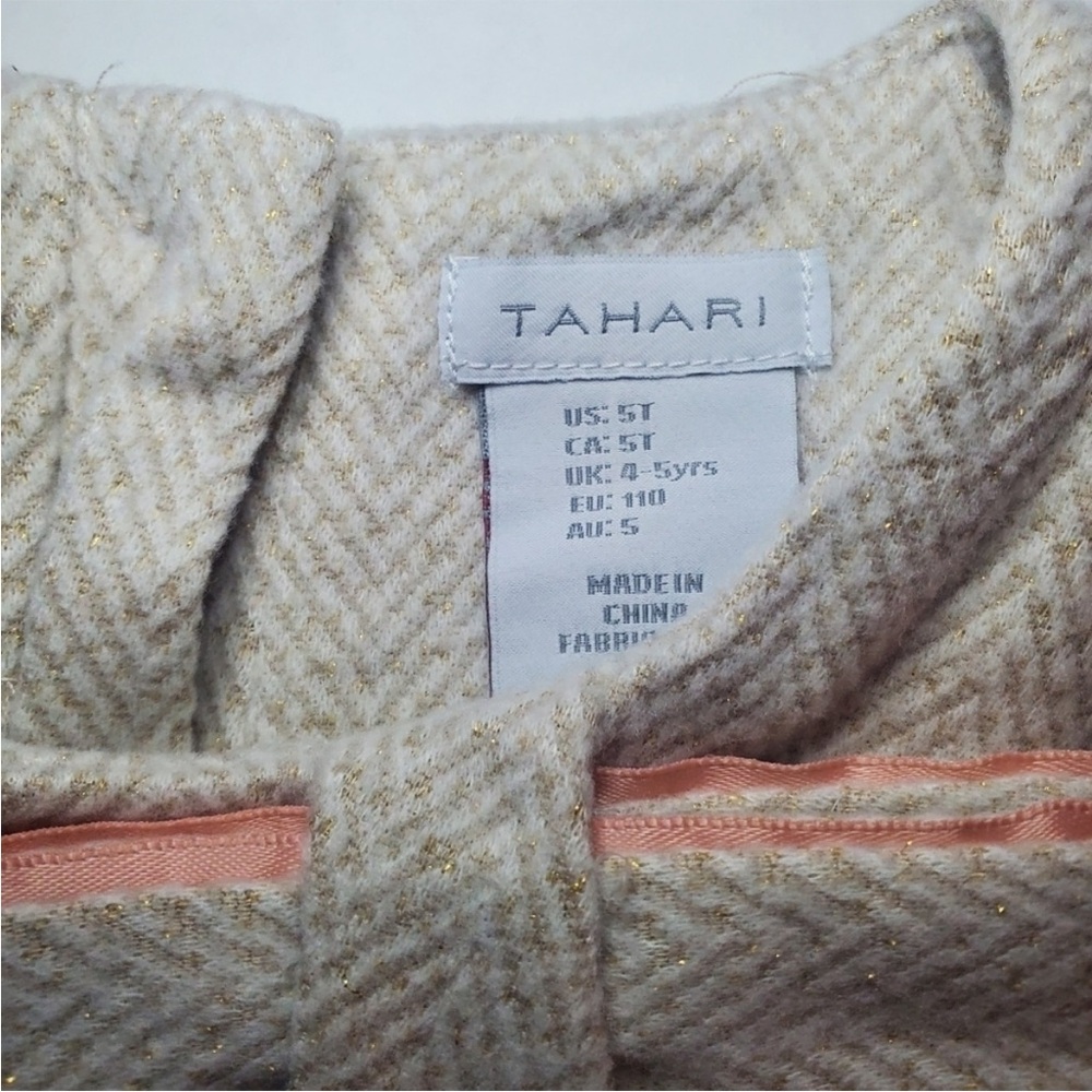 Tahari Cream and Gold Textured Dress